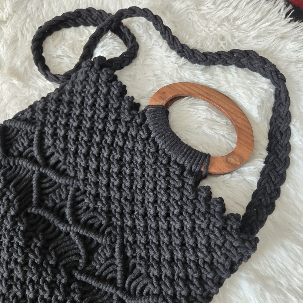 Danielle Nicole Black Macrame Crossbody Bag Nwot - image 2